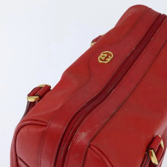 GUCCI Micro GG Canvas Boston Bag Red Gold - Picture 9 of 16